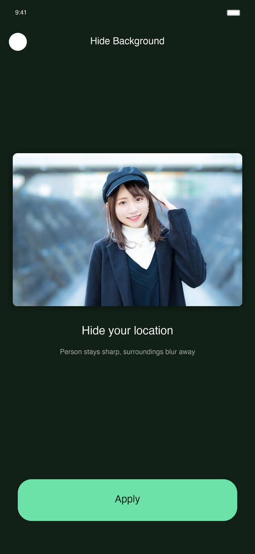 Background blurred to hide the location while the person stays sharp