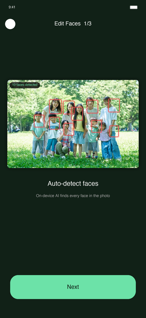 Faces automatically covered with star icons in Mosaic Camera Pro