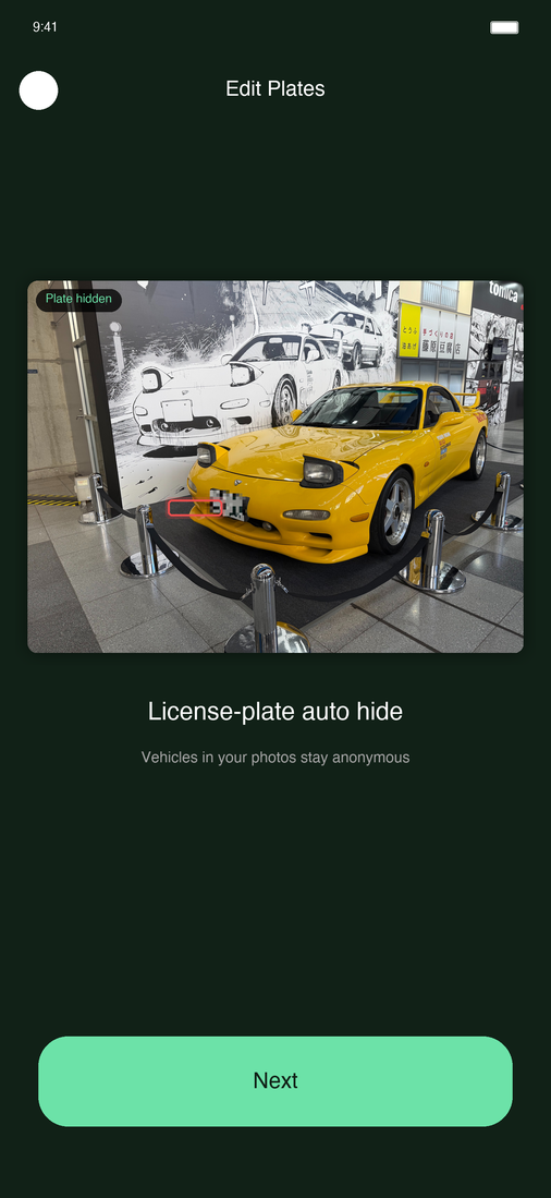 License plate automatically hidden